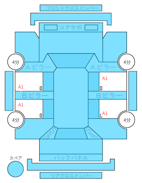 Body condition diagram (damage marks, Japanese labels)