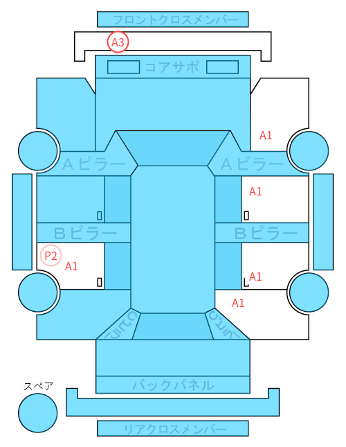Body condition diagram (damage marks, Japanese labels)