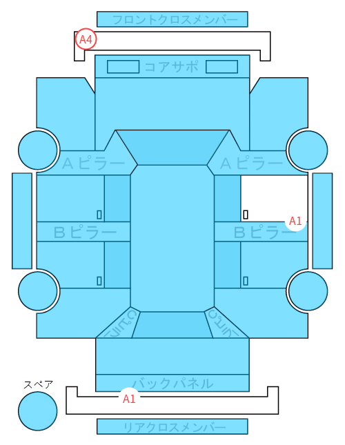 Body condition diagram (damage marks, Japanese labels)