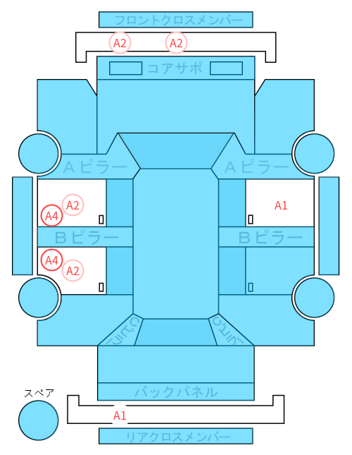 Body condition diagram (damage marks, Japanese labels)