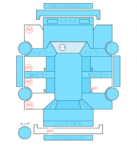 Body condition diagram (damage marks, Japanese labels)