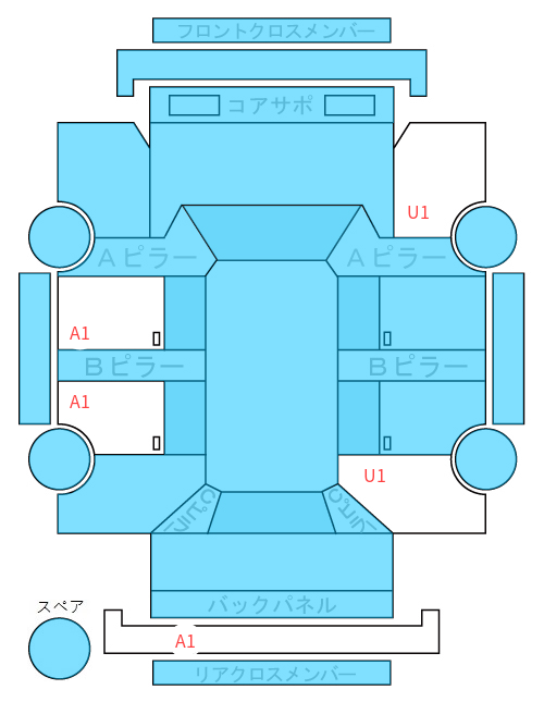 Body condition diagram (damage marks, Japanese labels)