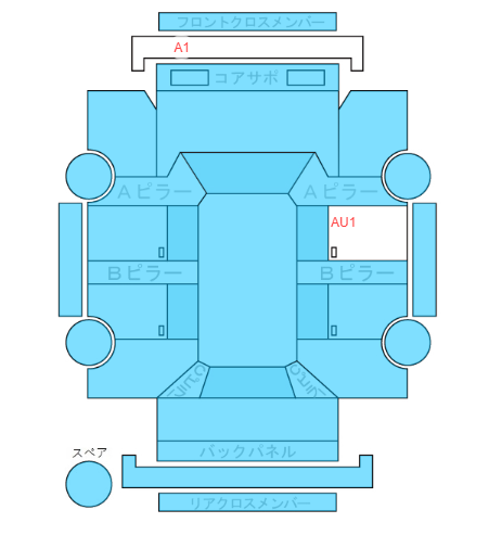 Body condition diagram (damage marks, Japanese labels)