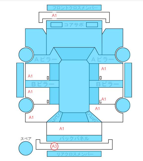Body condition diagram (damage marks, Japanese labels)