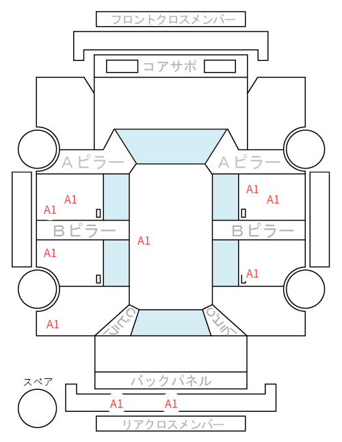 Body condition diagram (damage marks, Japanese labels)