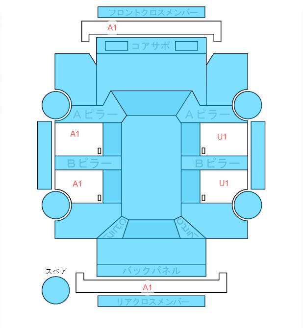 Body condition diagram (damage marks, Japanese labels)