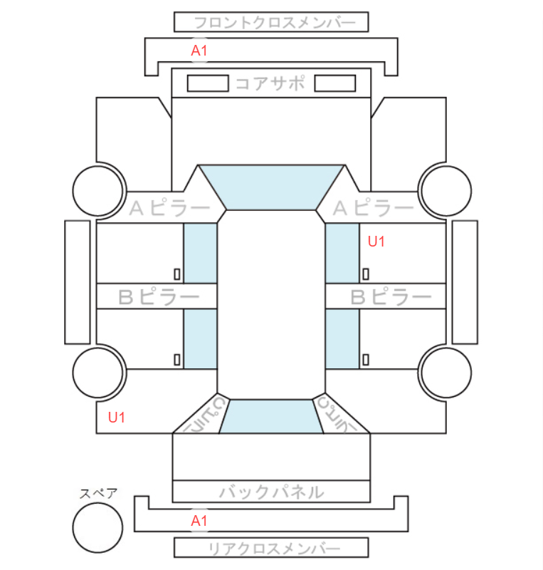Body condition diagram (damage marks, Japanese labels)