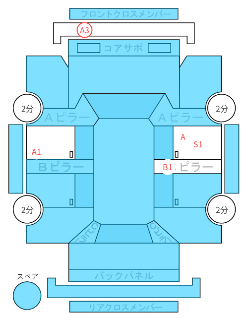 Body condition diagram (damage marks, Japanese labels)