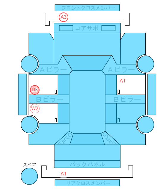 Body condition diagram (damage marks, Japanese labels)