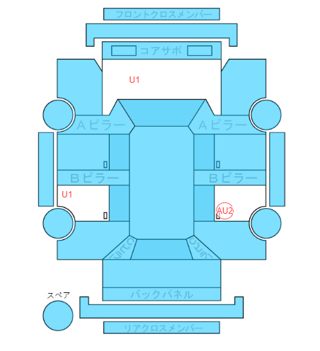 Body condition diagram (damage marks, Japanese labels)