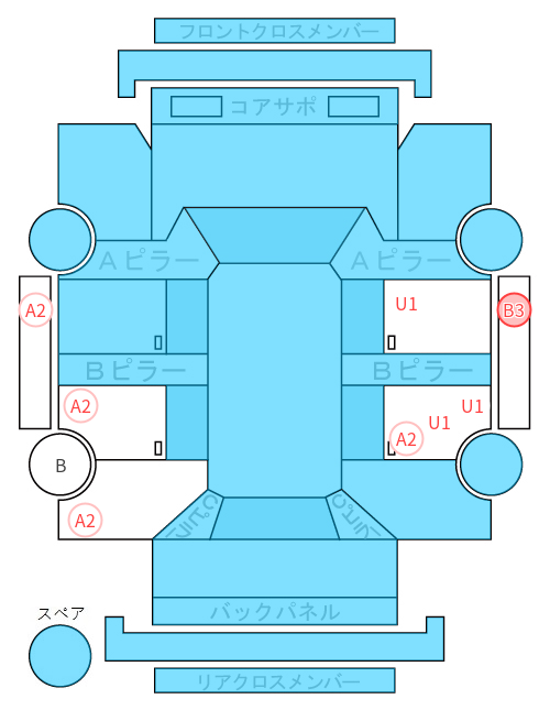 Body condition diagram (damage marks, Japanese labels)