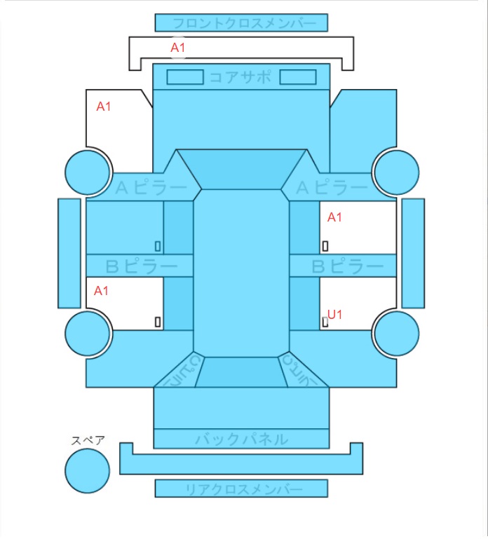 Body condition diagram (damage marks, Japanese labels)