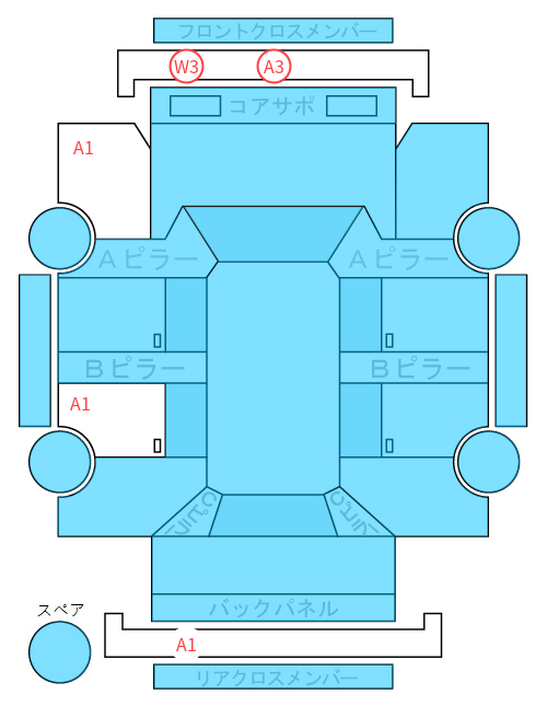 Body condition diagram (damage marks, Japanese labels)