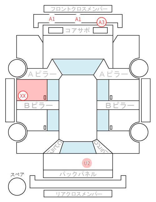 Body condition diagram (damage marks, Japanese labels)