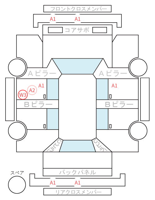 Body condition diagram (damage marks, Japanese labels)