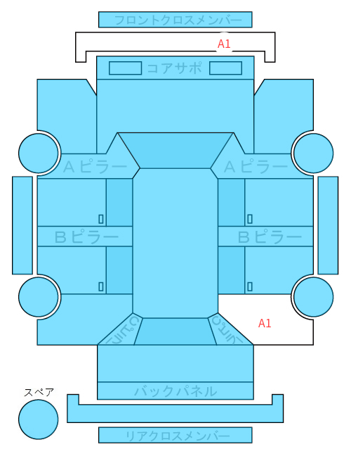Body condition diagram (damage marks, Japanese labels)