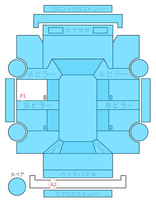 Body condition diagram (damage marks, Japanese labels)