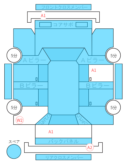 Body condition diagram (damage marks, Japanese labels)
