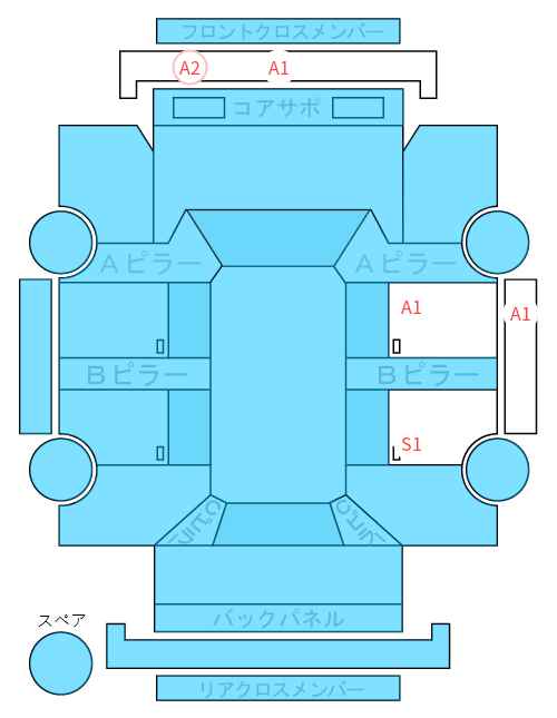 Body condition diagram (damage marks, Japanese labels)