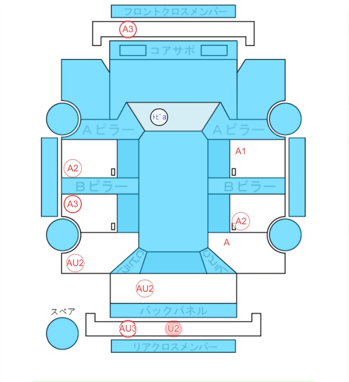 Body condition diagram (damage marks, Japanese labels)