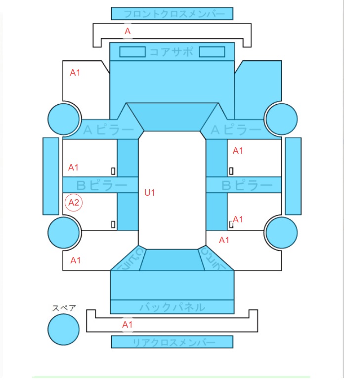 Body condition diagram (damage marks, Japanese labels)