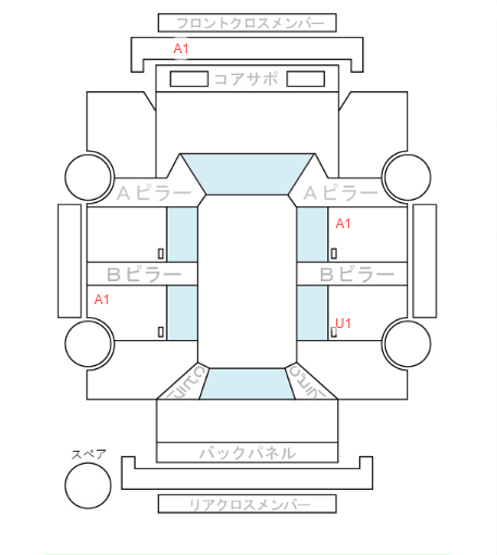 Body condition diagram (damage marks, Japanese labels)
