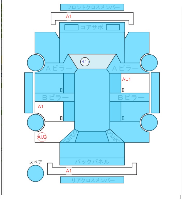 Body condition diagram (damage marks, Japanese labels)