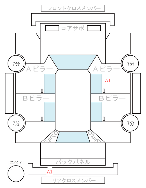 Body condition diagram (damage marks, Japanese labels)