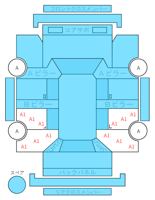 Body condition diagram (damage marks, Japanese labels)