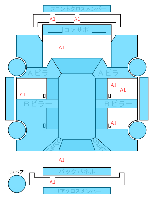 Body condition diagram (damage marks, Japanese labels)