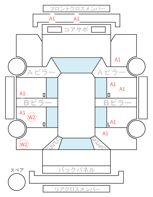 Body condition diagram (damage marks, Japanese labels)