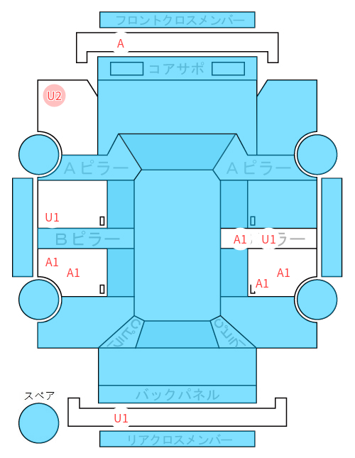 Body condition diagram (damage marks, Japanese labels)