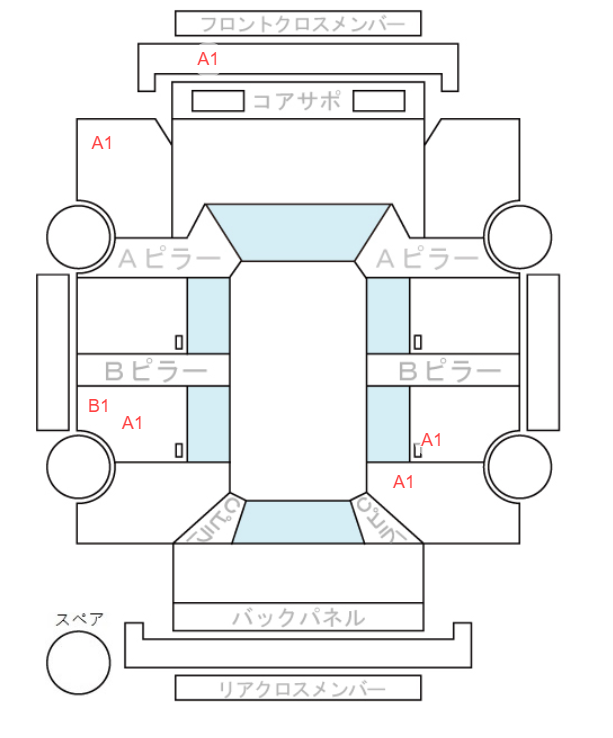 Body condition diagram (damage marks, Japanese labels)