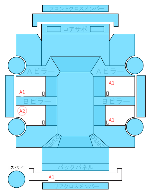 Body condition diagram (damage marks, Japanese labels)