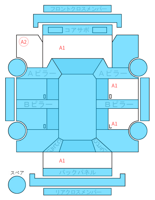 Body condition diagram (damage marks, Japanese labels)