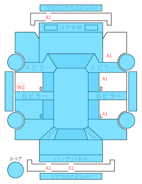 Body condition diagram (damage marks, Japanese labels)