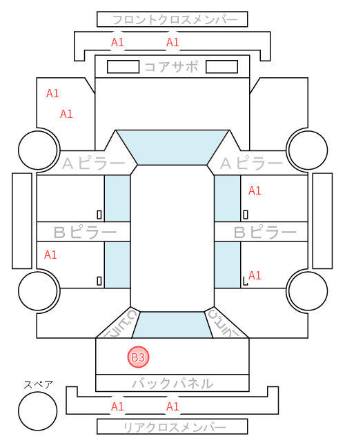Body condition diagram (damage marks, Japanese labels)