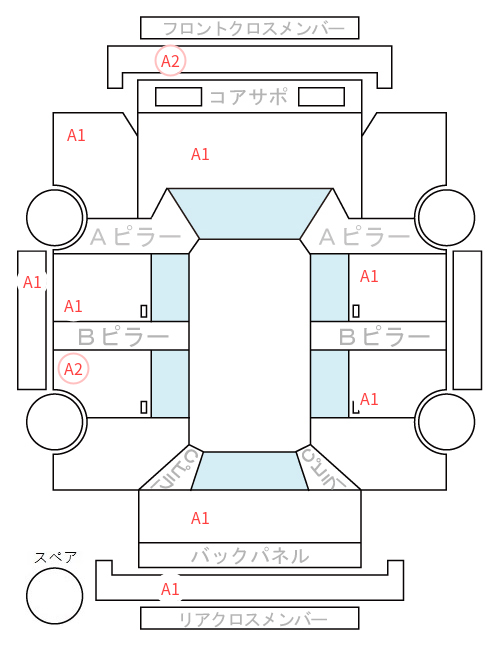 Body condition diagram (damage marks, Japanese labels)