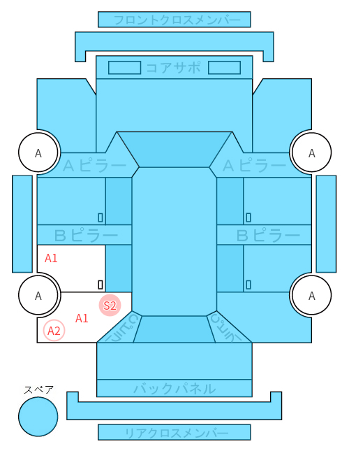 Body condition diagram (damage marks, Japanese labels)