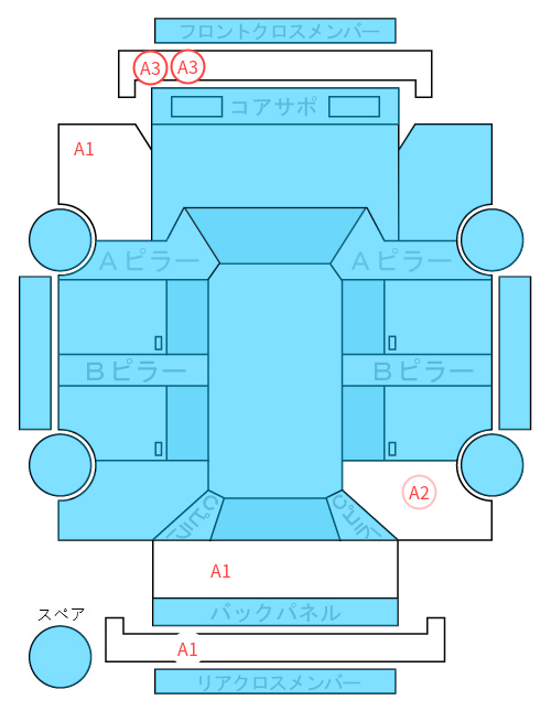 Body condition diagram (damage marks, Japanese labels)