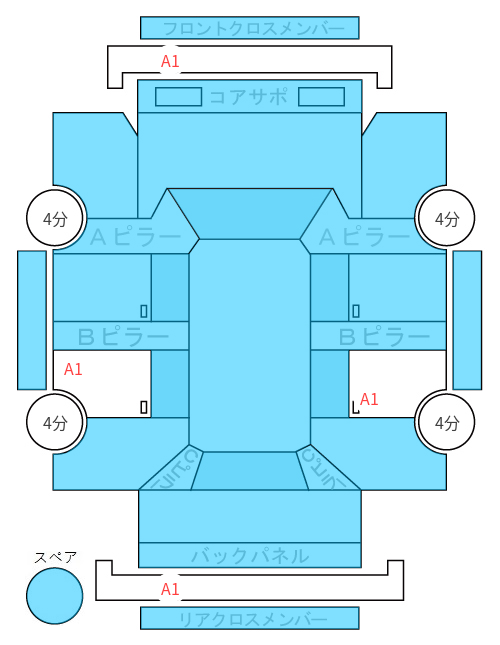Body condition diagram (damage marks, Japanese labels)