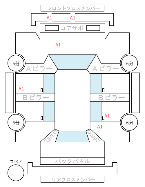 Body condition diagram (damage marks, Japanese labels)