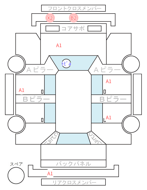 Body condition diagram (damage marks, Japanese labels)