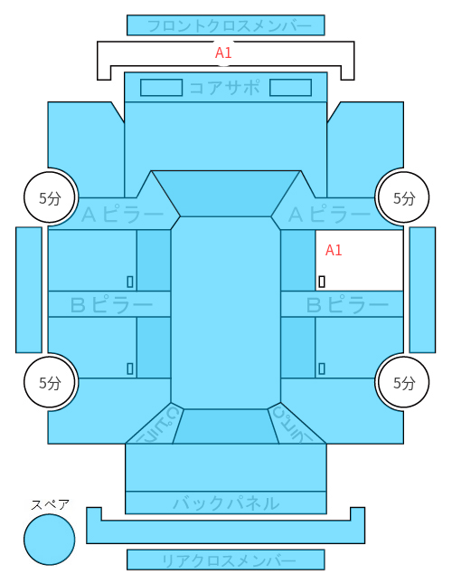 Body condition diagram (damage marks, Japanese labels)