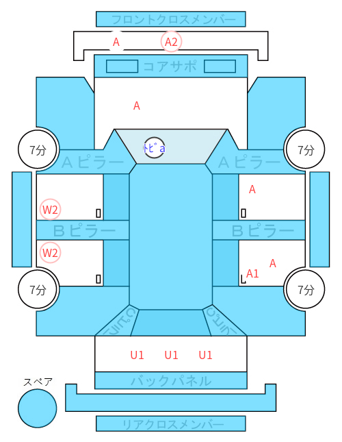 Body condition diagram (damage marks, Japanese labels)