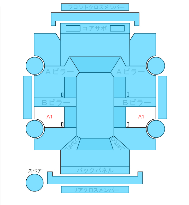 Body condition diagram (damage marks, Japanese labels)