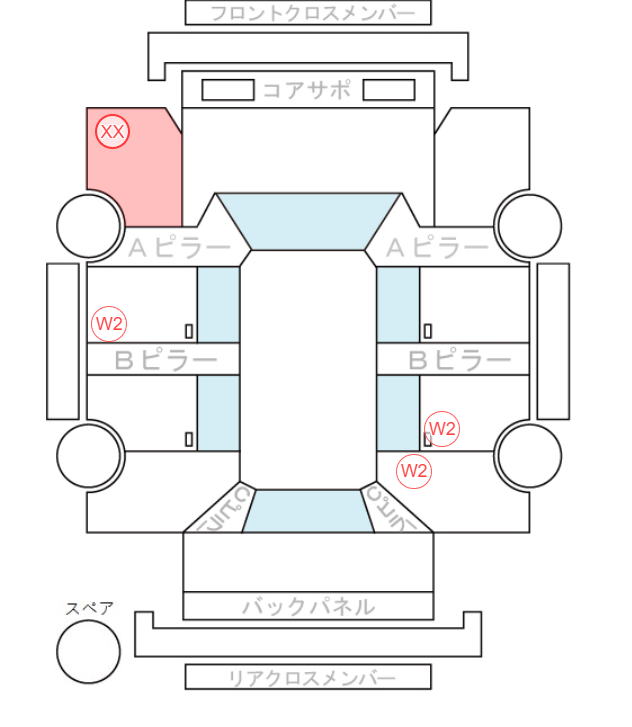 Body condition diagram (damage marks, Japanese labels)