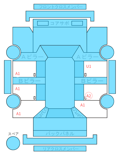 Body condition diagram (damage marks, Japanese labels)
