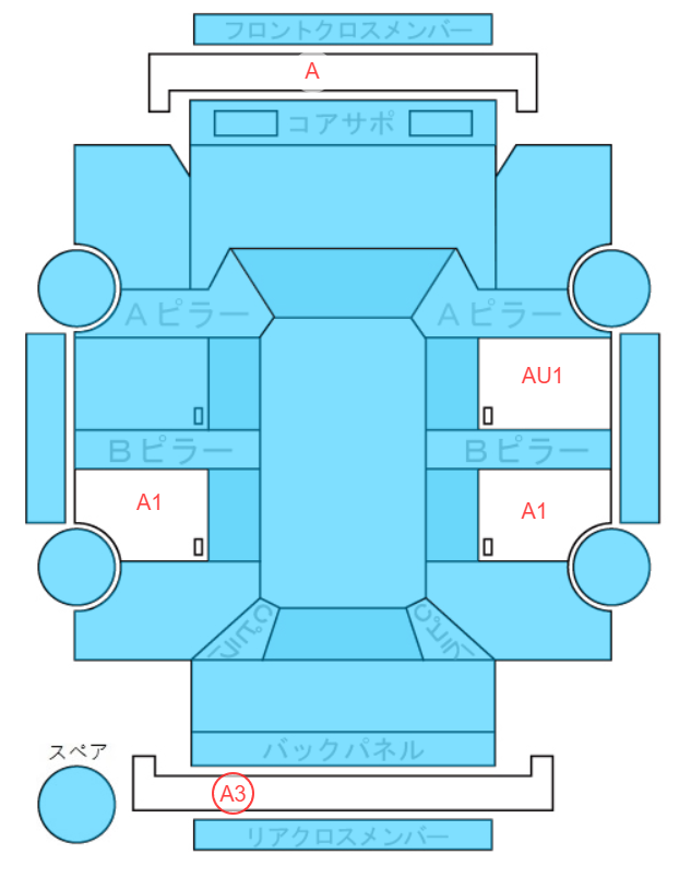 Body condition diagram (damage marks, Japanese labels)