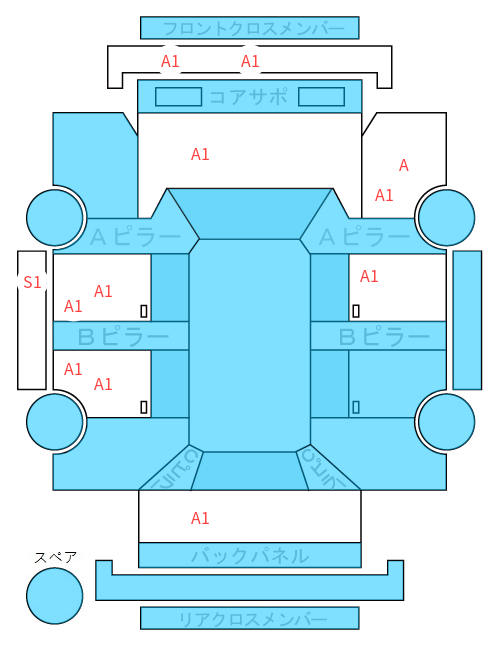 Body condition diagram (damage marks, Japanese labels)